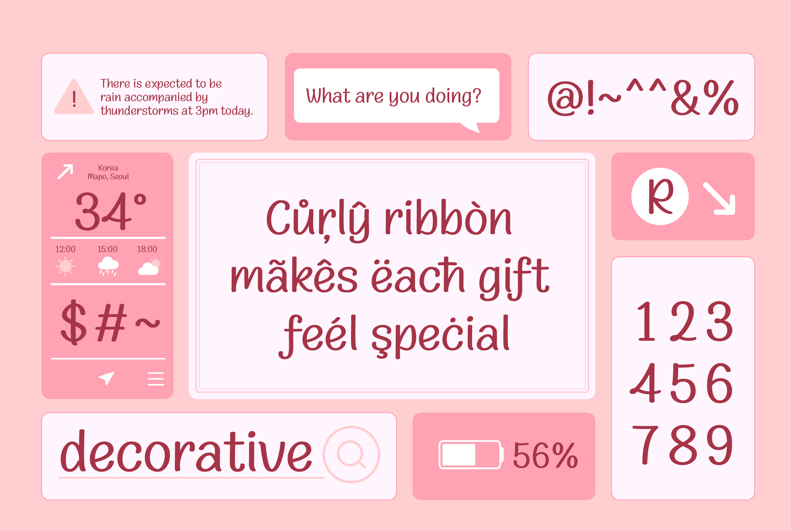 폰코, 윤콜렉션 톡톡, 손글씨폰트, 라틴폰트, 발레코어, 컬리리본, CurlyRibbon