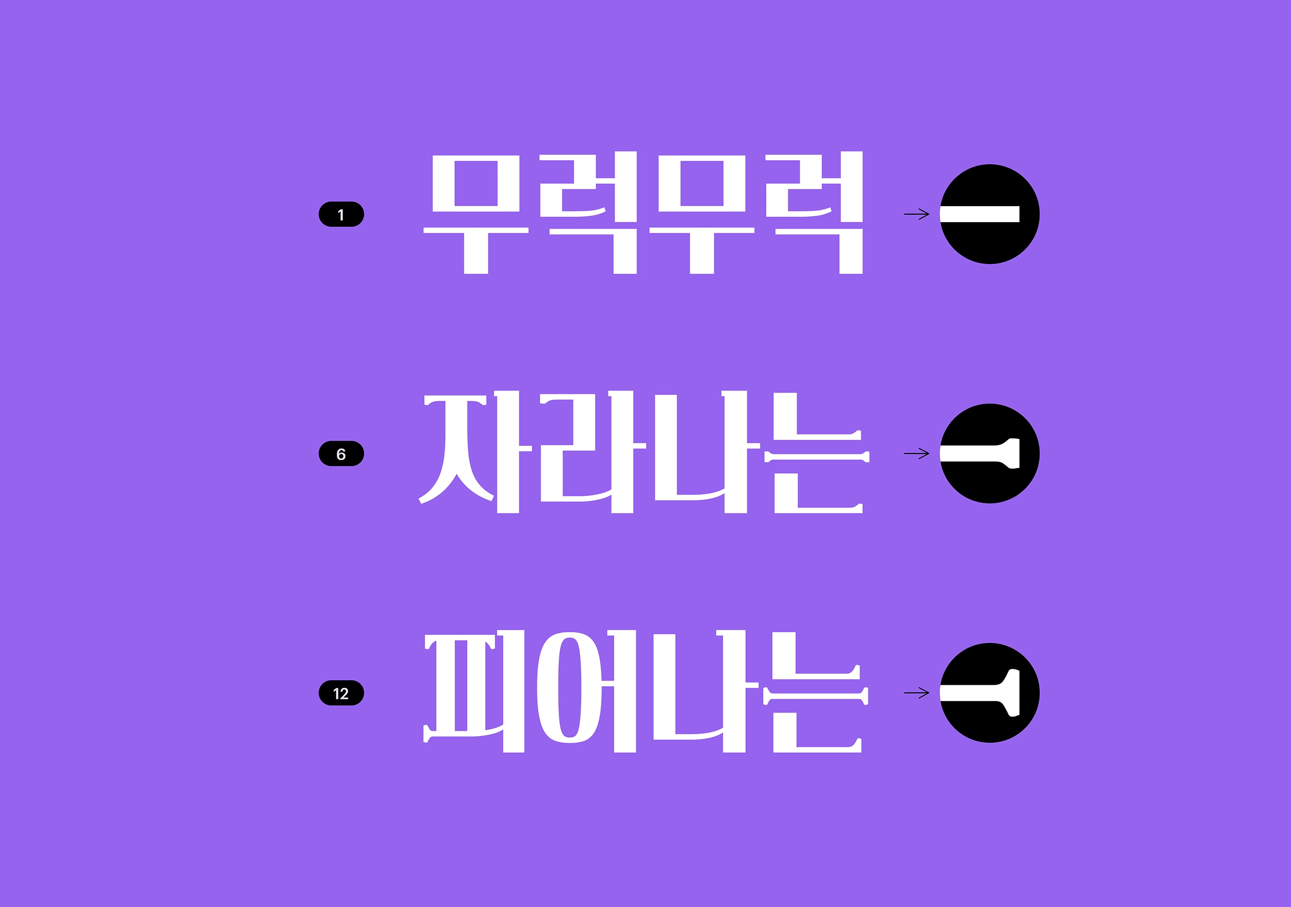 윤디자인, 폰코, 폰트, 머리정체2S, 바이올렛, 배리어블폰트, variable font, 제목용, 타이틀, 자막폰트, 세리프, 산세리프, 장식적